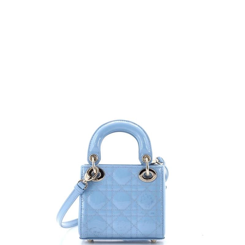 Christian Dior Lady Dior Bag Cannage Quilt Patent Micro - 3
