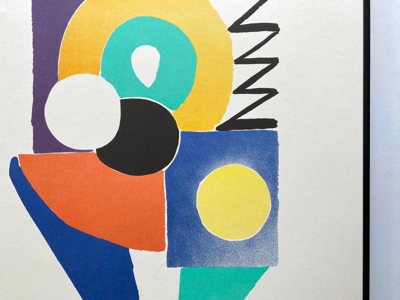 SONIA DELAUNAY RARE 1978 MODERNIST LITHOGRAPH PRINT FRAMED PARIS EXHIBIT POSTER - 10
