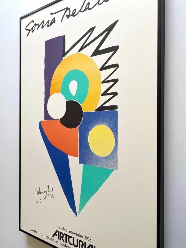 SONIA DELAUNAY RARE 1978 MODERNIST LITHOGRAPH PRINT FRAMED PARIS EXHIBIT POSTER - 11