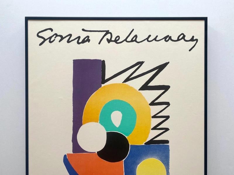 SONIA DELAUNAY RARE 1978 MODERNIST LITHOGRAPH PRINT FRAMED PARIS EXHIBIT POSTER - 2