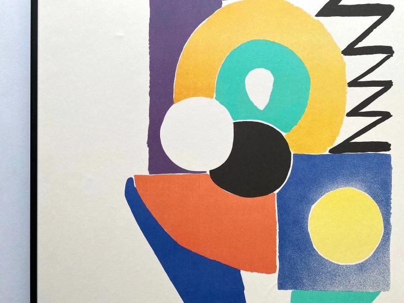 SONIA DELAUNAY RARE 1978 MODERNIST LITHOGRAPH PRINT FRAMED PARIS EXHIBIT POSTER - 5