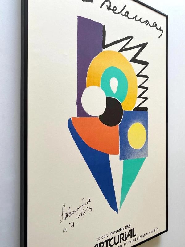 SONIA DELAUNAY RARE 1978 MODERNIST LITHOGRAPH PRINT FRAMED PARIS EXHIBIT POSTER - 6