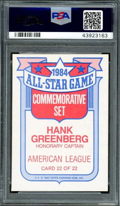 Hank Greenberg Auto 1985 Topps All Star Glossy Card 22 Tigers Died 1986 PSA/DNA - 2