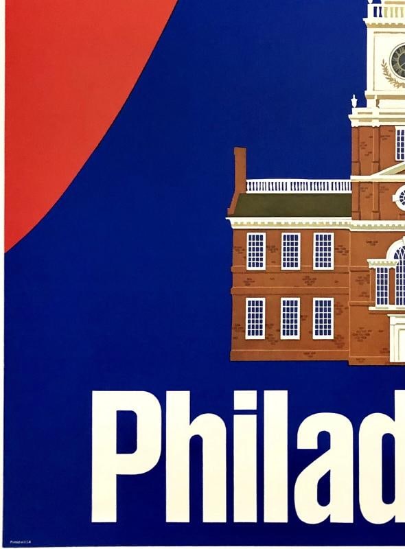 Original Vintage Poster AMERICAN AIRLINES PHILADELPHIA Airline Travel Tourism OL - 4
