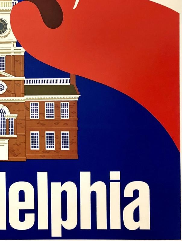 Original Vintage Poster AMERICAN AIRLINES PHILADELPHIA Airline Travel Tourism OL - 5
