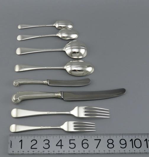 Fine English Sterling Silver 90pc Queen Anne Rat Tail Flatware Set Serves 12 - 3