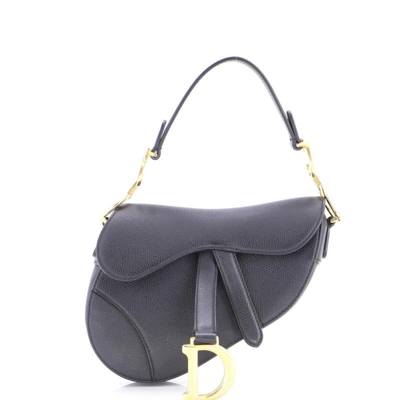 Christian Dior Saddle Handbag Leather Mini: Condition: Pre-owned - Good,Brand: Christian Dior,Exterior Material: Leather,Style: Shoulder Bags,Exterior Color: Black,Department: Women,Size: Mini