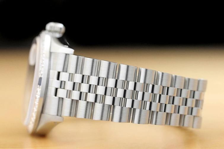 MENS ROLEX DATEJUST BLUE ROMAN DIAMOND SAPPHIRE 18K WHITE GOLD STEEL WATCH - 4