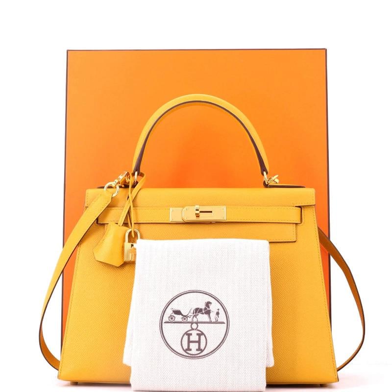 Hermes Kelly Handbag Yellow Epsom with Gold Hardware 28 - 2