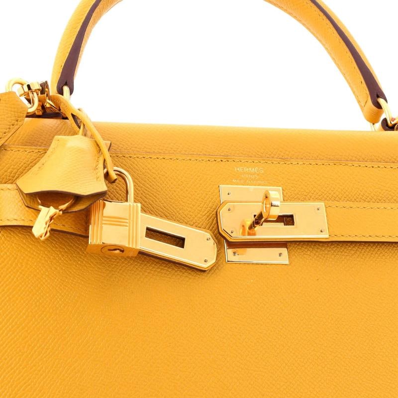 Hermes Kelly Handbag Yellow Epsom with Gold Hardware 28 - 7