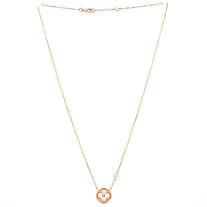 Louis Vuitton Color Blossom BB Sun Pendant Necklace 18K Rose Gold with Mother of - 2