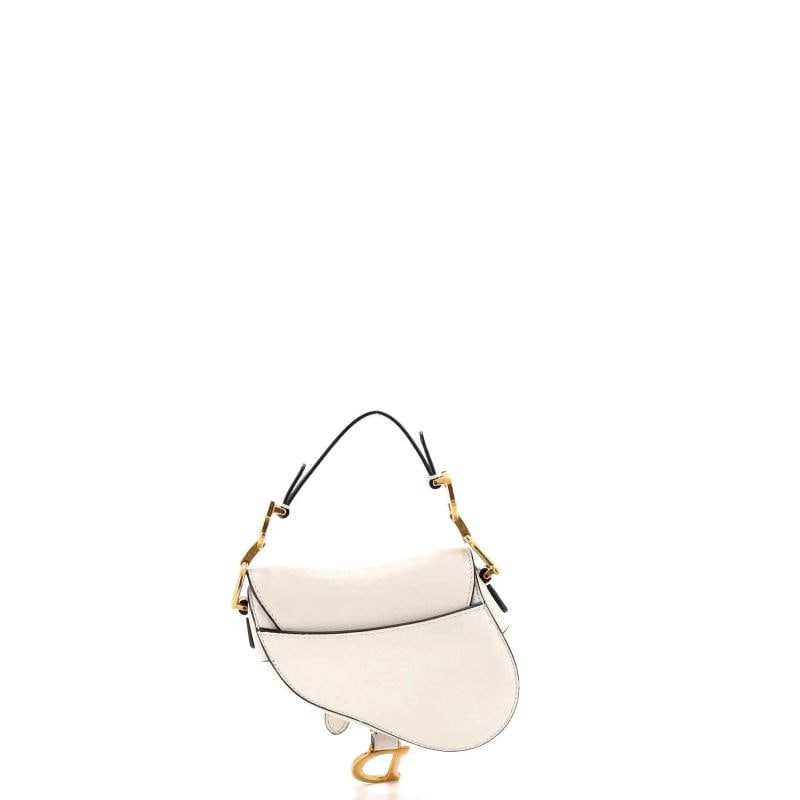 Christian Dior Saddle Handbag with Strap Leather Micro - 3