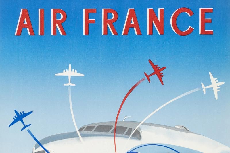 Original Vintage Air France Poster - Renluc - Pegasus Shrimp - Aviation - 1951 - 2
