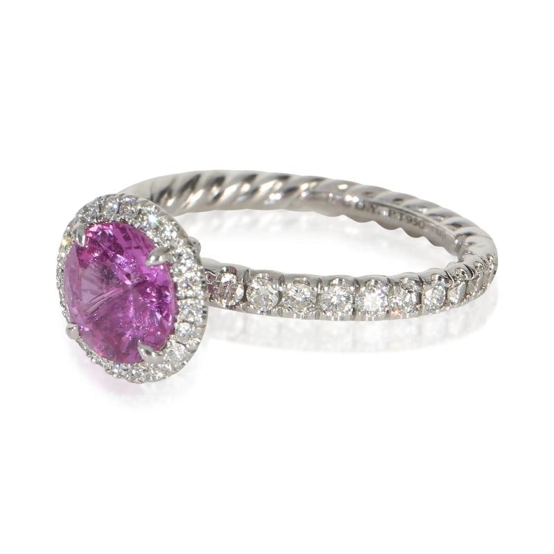 David Yurman 1.64 ct Round Sapphire and Diamond Eden Halo Engagement Ring - 2