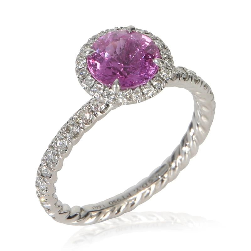 David Yurman 1.64 ct Round Sapphire and Diamond Eden Halo Engagement Ring - 4