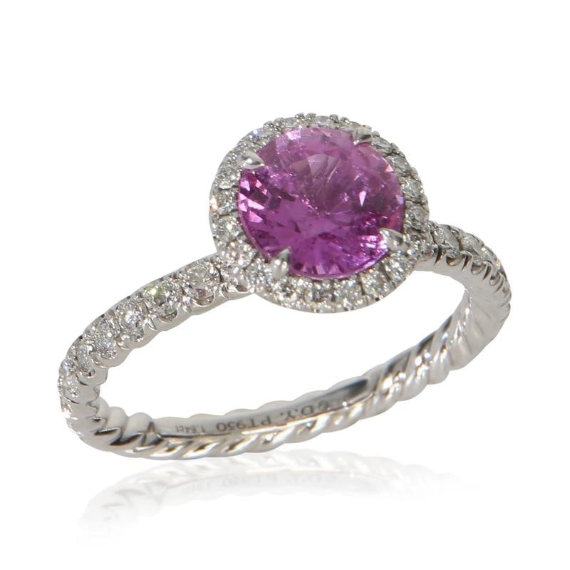 David Yurman 1.64 ct Round Sapphire and Diamond Eden Halo Engagement Ring - 5