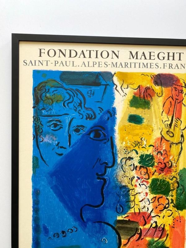 MARC CHAGALL RARE 1967 MOURLOT LITHOGRAPH PRINT FRAMED FRENCH EXHIBITION POSTER - 5