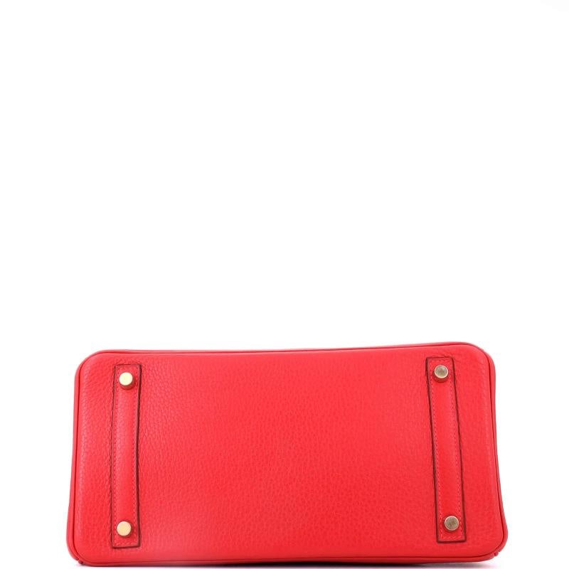 Hermes Birkin Handbag Red Clemence with Gold Hardware 30 - 4