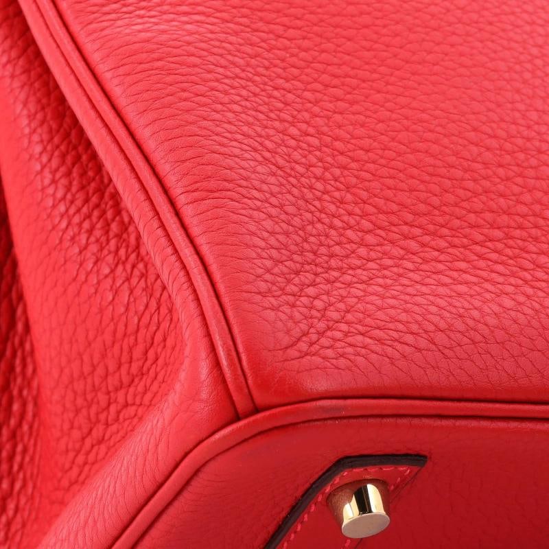 Hermes Birkin Handbag Red Clemence with Gold Hardware 30 - 7