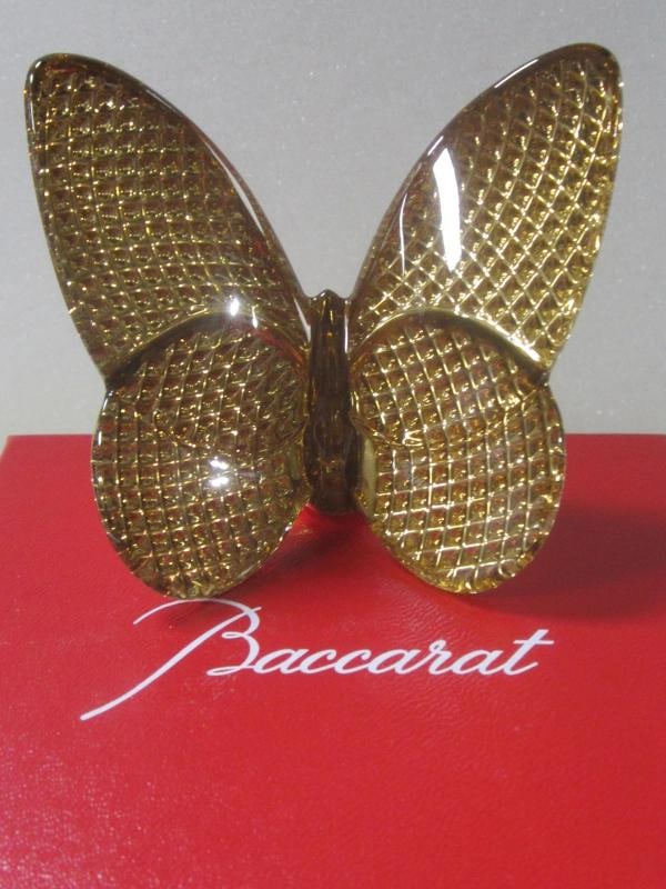 BACCARAT CRYSTAL PAPILLON LUCKY BUTTERFLY DIAMOND GOLD #2812663 BRAND NIB F/SH - 2