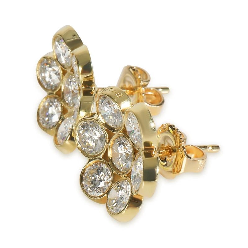 BVLGARI Yellow Gold Diamond Vintage Flower Cluster Earrings - 2