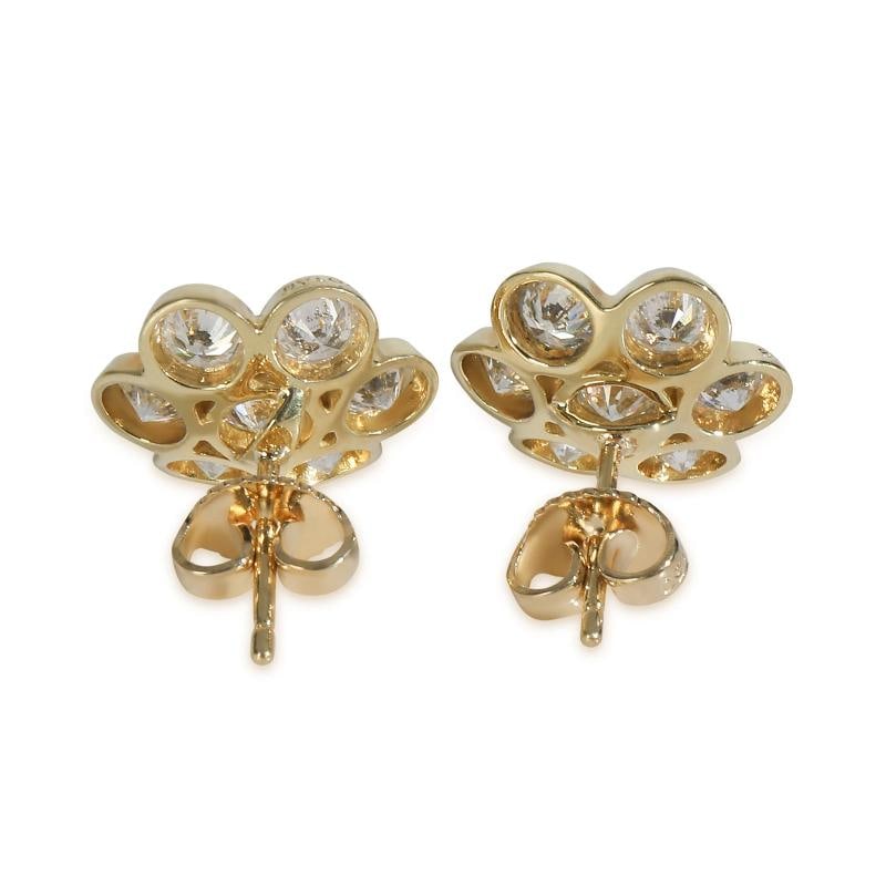 BVLGARI Yellow Gold Diamond Vintage Flower Cluster Earrings - 3