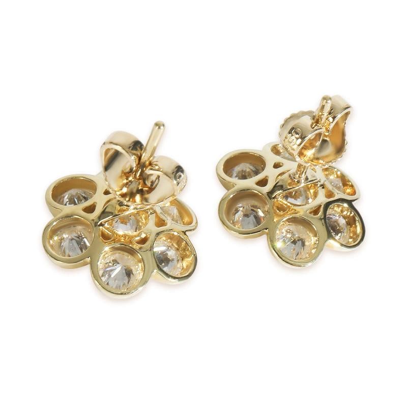 BVLGARI Yellow Gold Diamond Vintage Flower Cluster Earrings - 4