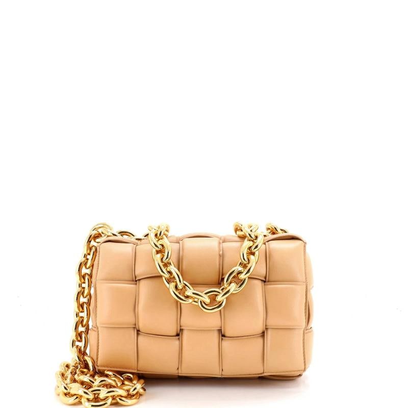 Bottega Veneta Cassette Chain Crossbody Bag Padded Maxi Intrecciato Leather: Measurements: Handle Drop 5.5", Height 7", Width 10", Depth 2", Strap Drop 20.5" . Condition: Pre-owned - Excellent,Brand: Bottega Veneta,Exterior Material: Leather,Style: Cross Body Bags,Exterior Col