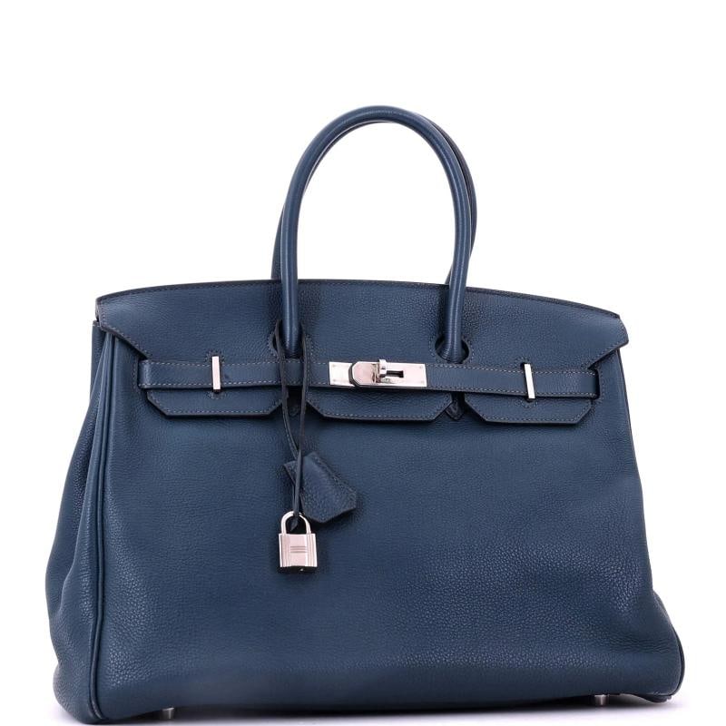 Hermes Birkin Handbag Bleu de Malte Togo with Palladium Hardware 35 - 2
