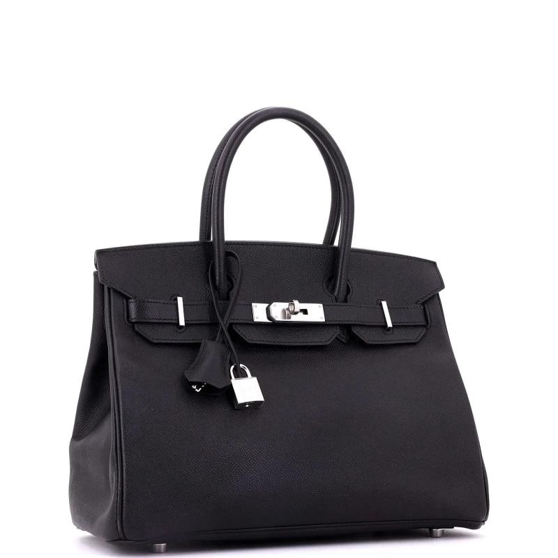 Hermes Birkin Handbag Noir Epsom with Palladium Hardware 30 - 2