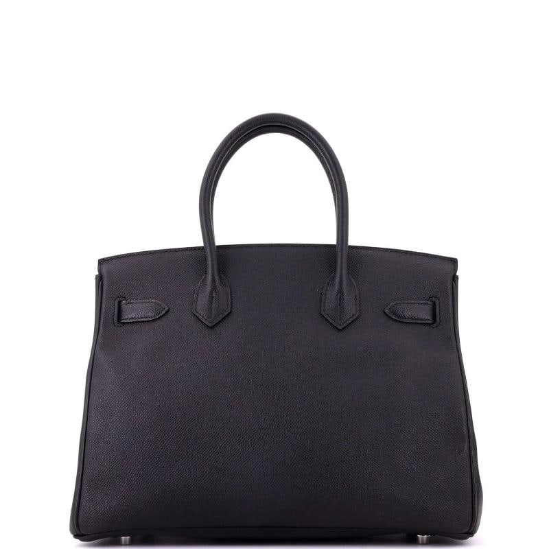 Hermes Birkin Handbag Noir Epsom with Palladium Hardware 30 - 3