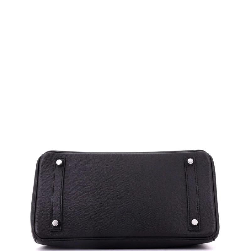 Hermes Birkin Handbag Noir Epsom with Palladium Hardware 30 - 4