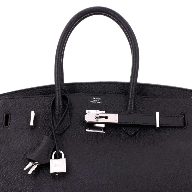 Hermes Birkin Handbag Noir Epsom with Palladium Hardware 30 - 6