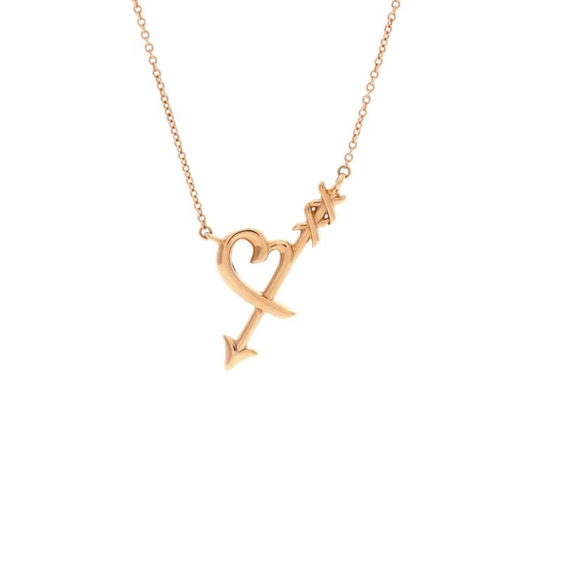 Tiffany & Co. Paloma Picasso Graffiti Heart and Arrow Pendant Necklace 18K Rose: Measurements: Length: 16.0 - 18.0 ", Pendant Length: 28 mm, Pendant Width: 14 mm . Condition: Pre-owned - Good,Brand: Tiffany & Co.,Main Stone: Unknown,Metal: 18K Rose Gold,Metal Purity: 18K,Style: Pe