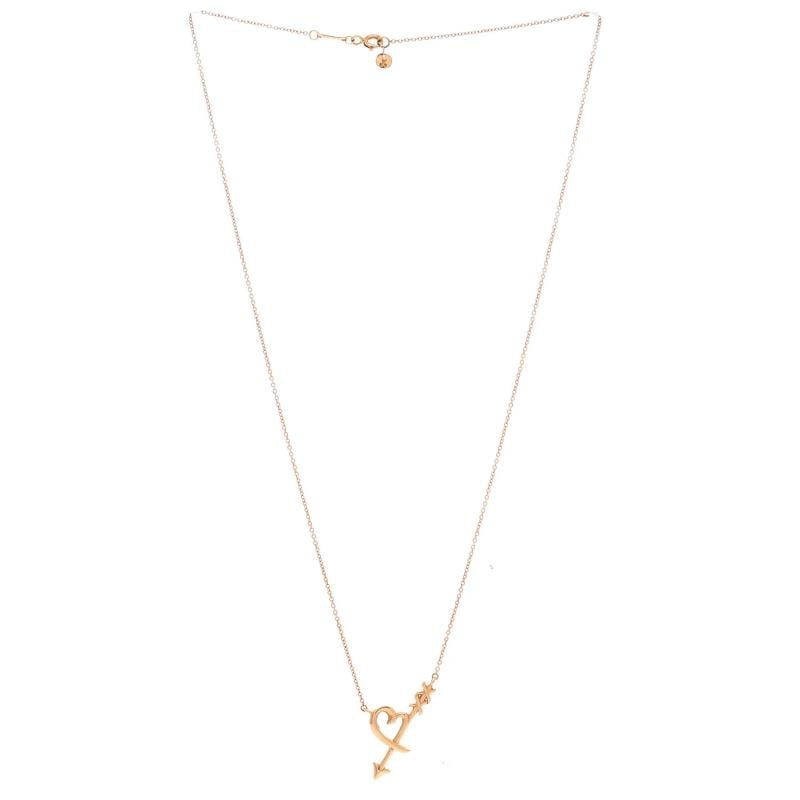 Tiffany & Co. Paloma Picasso Graffiti Heart and Arrow Pendant Necklace 18K Rose - 2