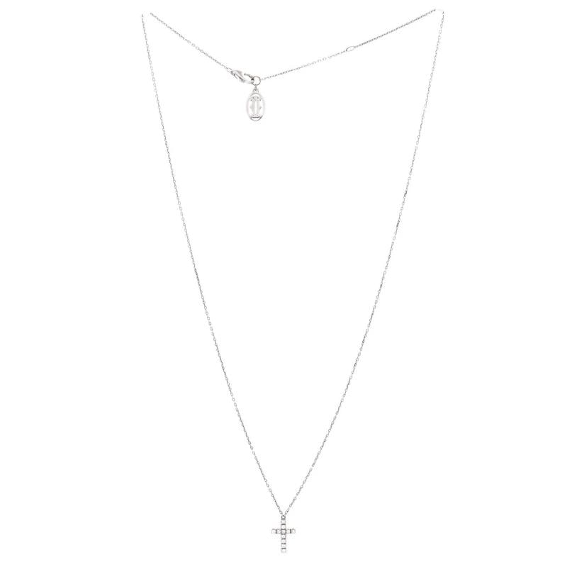Cartier Cross Pendant Necklace 18K White Gold with Diamonds - 2