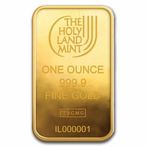 1 oz Gold Bar - Holy Land Mint Dove of Peace (In Assay) - 3