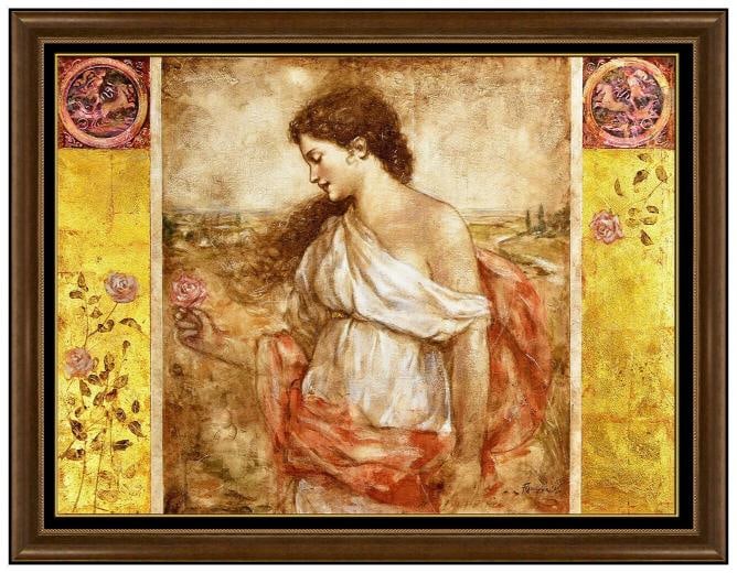 Francois Fressinier Large Original Painting Oil On Canvas Female Portrait Signed: measuring approximately 30" x 40" and 40" x 50" with its custom frame. Condition: Used,Unit of Sale: Single Piece,Artist: Francois Fressinier,Signed: Yes,Size: Large,Title: Charriots de