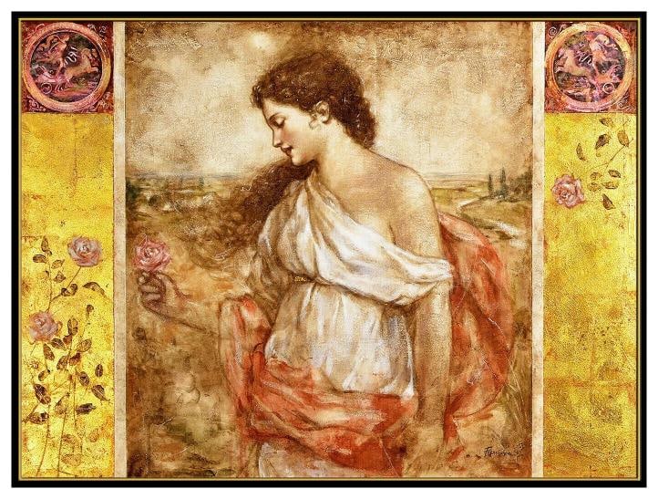 Francois Fressinier Large Original Painting Oil On Canvas Female Portrait Signed - 3