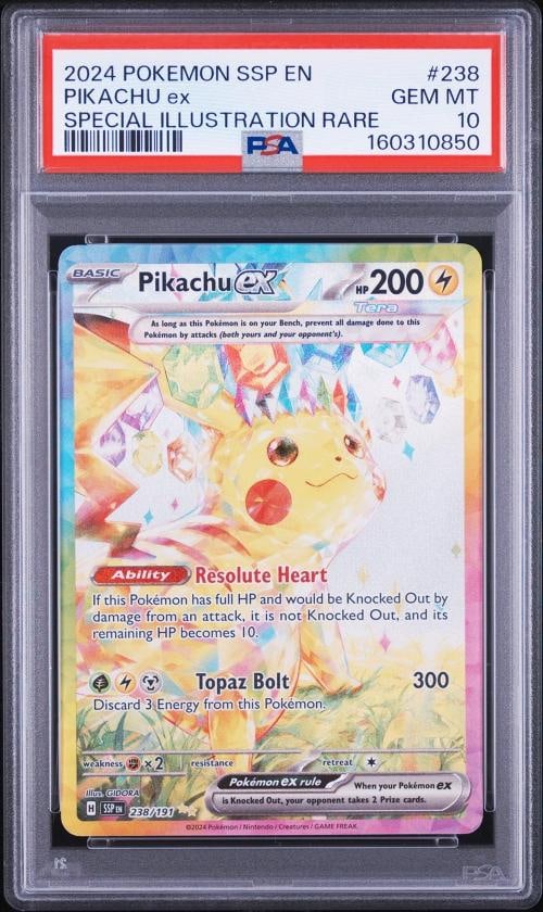 2024 POKEMON SURGING SPARKS SPECIAL ILLUSTRATION RARE #238 PIKACHU EX PSA 10 (1 of 2)