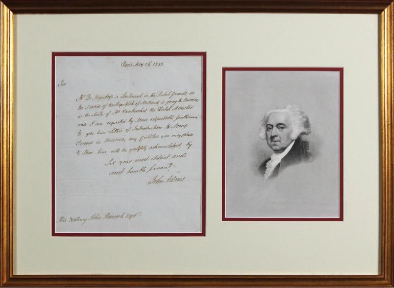John Adams Signed & Framed 1783 Handwritten Letter To John Handcock BAS LOA (1 of 3)