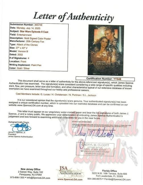 George Lucas, Hayden Christensen, Natalie Portman & Samuel L. Jackson Signed Framed Star Wars Epi... - 7