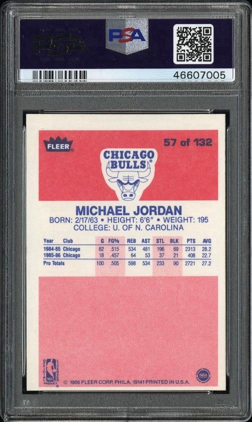 Michael Jordan 1986 Fleer #57 Rookie Card (PSA 5) - 2