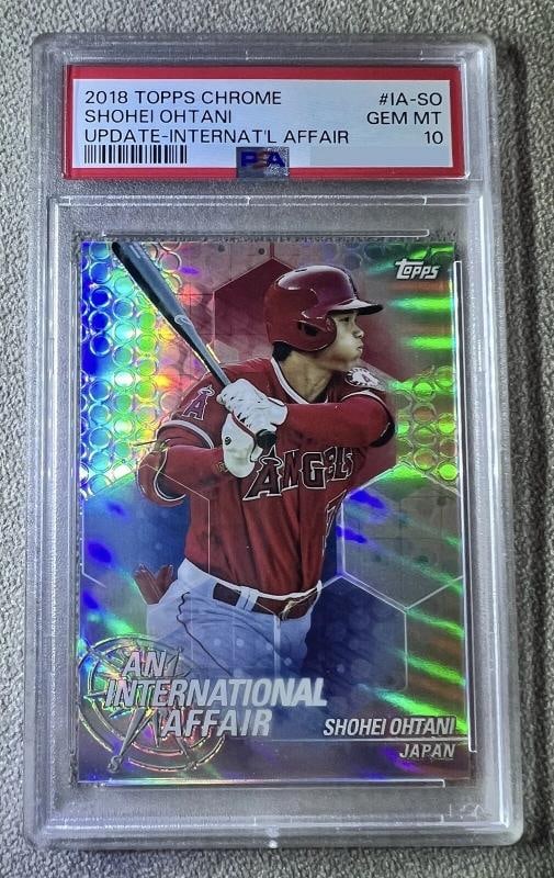 Shohei Ohtani 2018 Topps Chrome Update International Affair #IA-SO (PSA 10): Condition: Graded - PSA 10: Professionally graded,Card Size: Standard,Autographed: No,League: Major League (MLB),Set: 2018 Topps Chrome,Player/Athlete: Shohei Ohtani,Year Manufactured: 2018,Material: 
