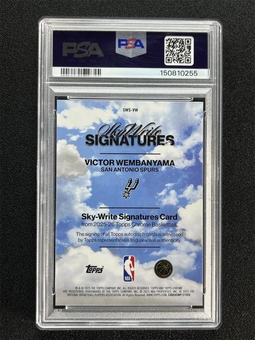 Victor Wembanyama 2025-26 Topps Chrome Sky Write Signatures Auto #SWS-VW (PSA 10) - 2