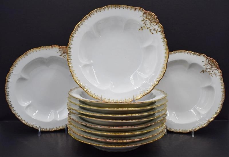 11 Limoges France Seafood Oyster Plates/Bowls, Circa 1910 (1 of 8)