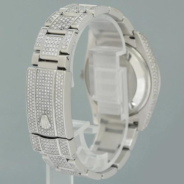 DIAMOND Rolex Oyster 115200 Pave Diamond Oyster Perpetual Date 34mm Steel Watch - 6