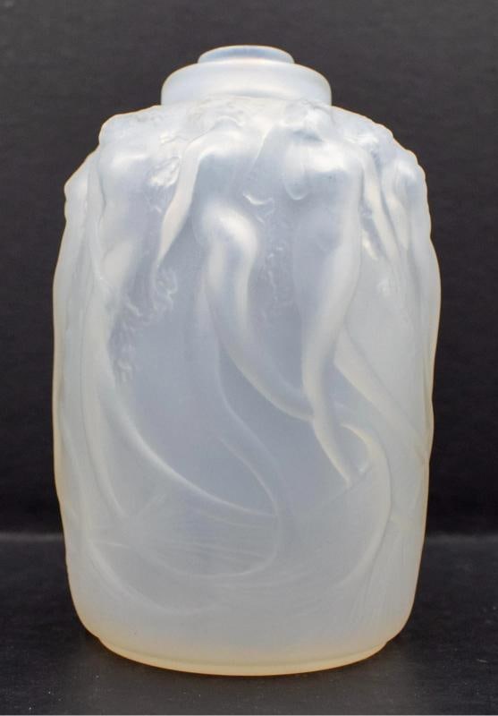 R. Lalique Opalescence Sirenes Atomizer Bottom - Never Mounted, Circa 1925: Measures 5 3/8" high by 3 1/4" wide. . Condition: Used,Brand: Lalique,Origin: French,Antique: Yes,Type: Atomizer,Country of Origin: France