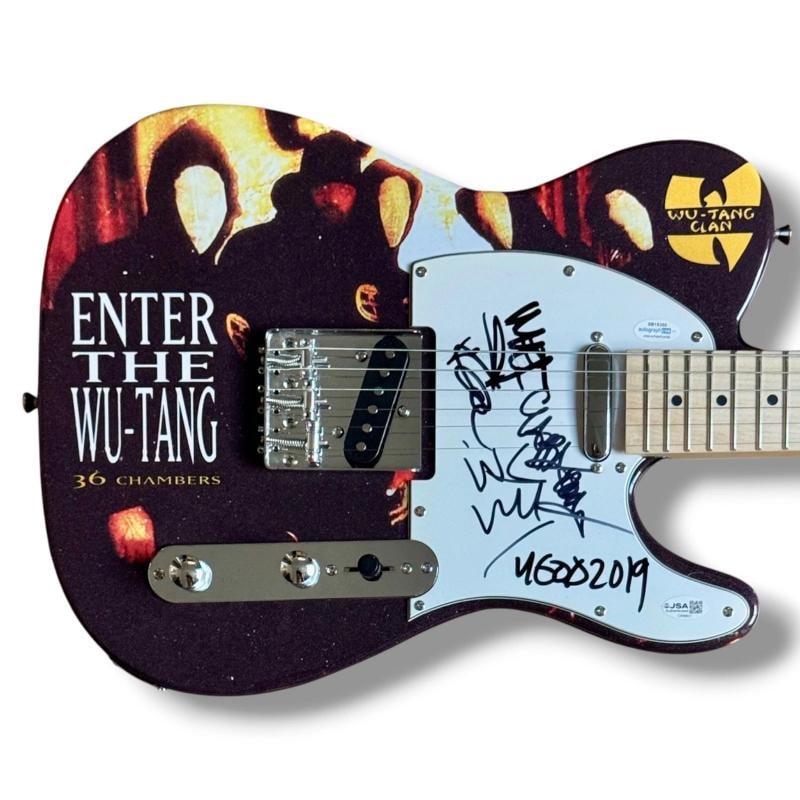 Wu-Tang Clan: Method Man, Raekwon, U-God, Inspectah Deck & Cappadonna Signed Custom Guitar (JSA): Industry: Music,Signed: Yes,Autograph Authentication: James Spence (JSA),Object Type: Guitar & Guitar Pick,Original/Reproduction: Original,Country of Origin: United States