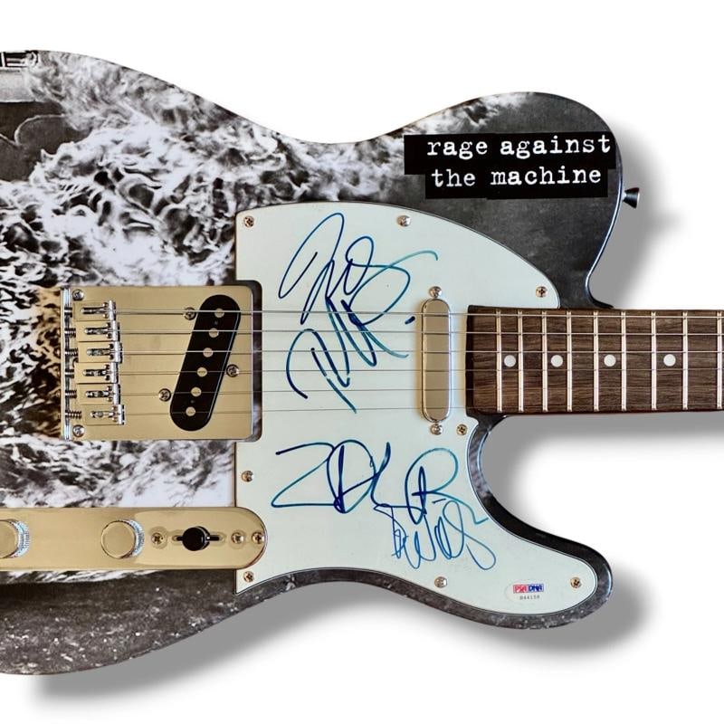 Rage Against The Machine: Zack De La Rocha, Tom Morello, Tom Commerford & Brad Wilk Signed Custom... - 2